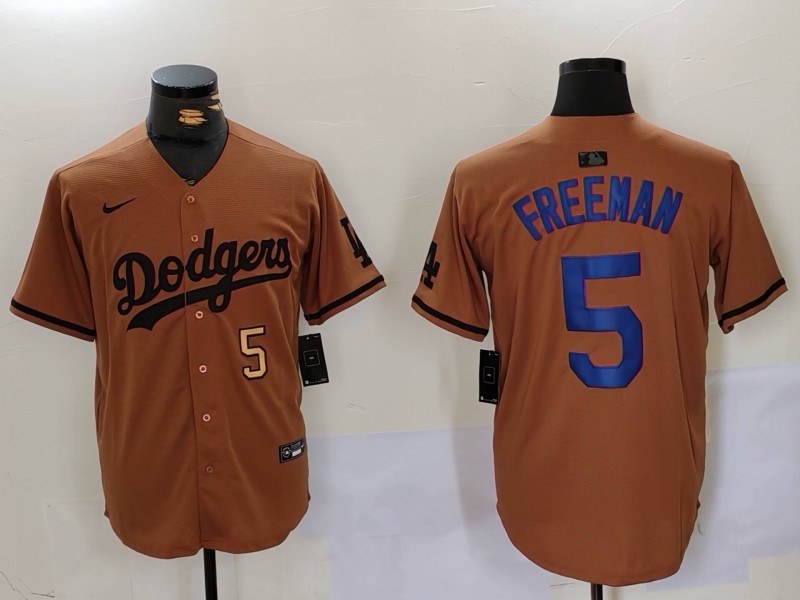 Men Los Angeles Dodgers 5 Freeman army green joint name 2024 Nike MLB Jersey style 5